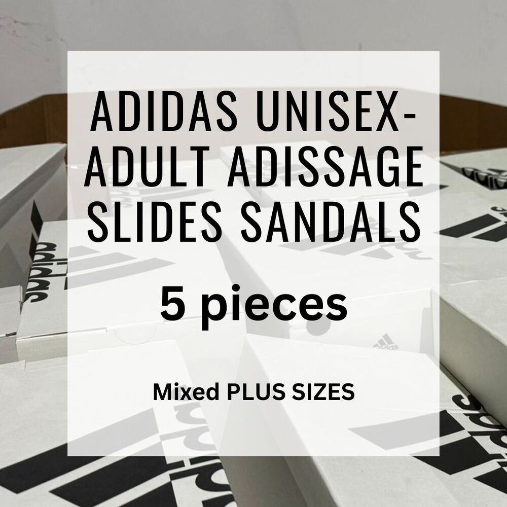 adidas Unisex-Adult Adissage Slides Sandal 5 Piece Bundle BIG SIZES